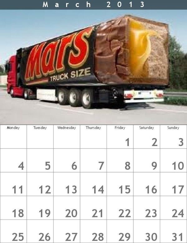 Calendrier du mois de Mars 2013